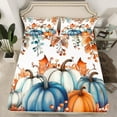 thumbnail image 2 of Manfei Blue Fall Pumpkin Full Size Sheets for Teen, Happy Harvest Bed Sheets, Autumn Maple Leaf Sheet Sets, Microfiber Bedroom Decor, 4 Pieces, 2 of 7