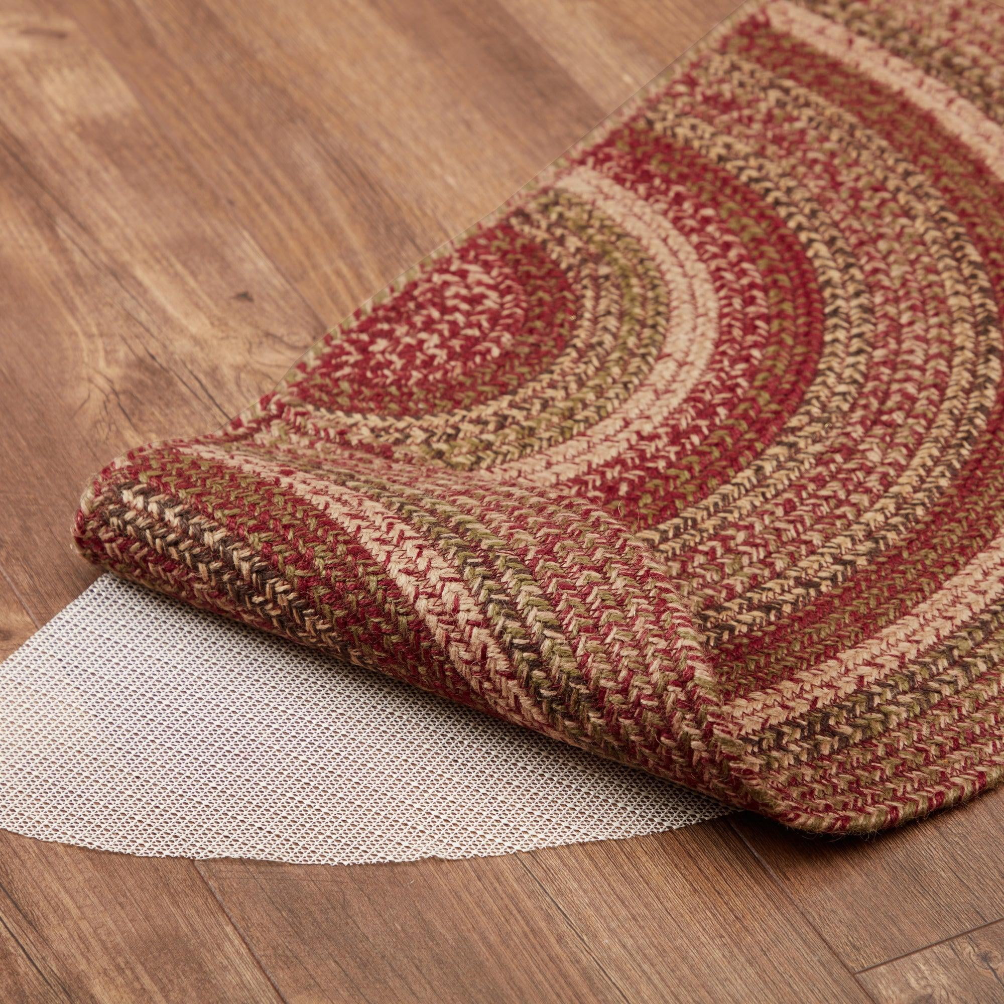 VHC Brands Cider Mill Primitive Jute Red Striped Rug Half Circle Decor 16.5"x33"