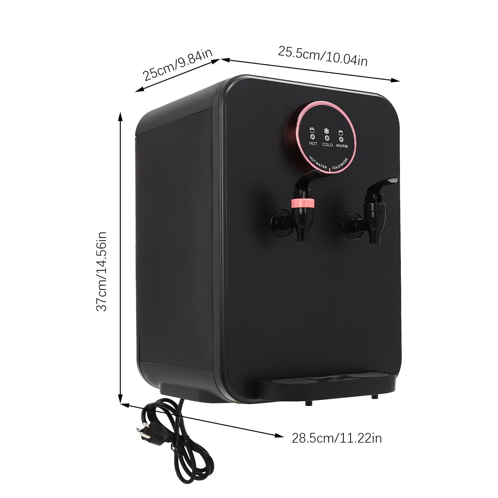 Countertop Hot and Cold Water Cooler Dispenser, Efficient Cooling/Heating, Top Loading Countertop Water Dispenser for Home Office Use, Holds 5 Gallon Bottles (Black)