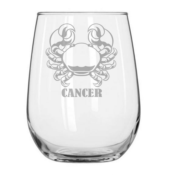 Zodiac Sign 17 oz stemless wine glass Cancer