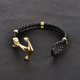 thumbnail image 4 of Jiayiqi Punk Gold Silver Anchor Clasp Black Braid Leather Bracelet Men Jewelry Stainless Steel Bangle, 4 of 4