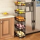 thumbnail image 1 of Cesta de Almacenamiento de Frutas y Verduras, Carrito de Almacenamiento Delgado de 4 Niveles con Asa y Ruedas de Bloqueo, Ideal para Cocina, Baño, Estantes Móviles Estrechos, Color Negro, 1 of 7