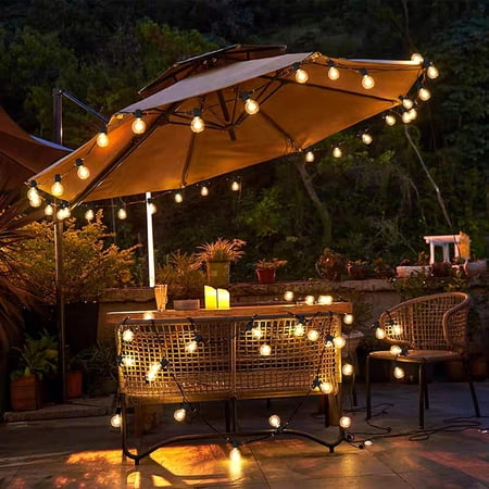 SLFR-50Ft LED Outdoor String Lights G40 Globe Dimmable Patio Light, Waterproof Hanging String Light with 27 Warm White Shatterproof Bulbs(2 Spare)