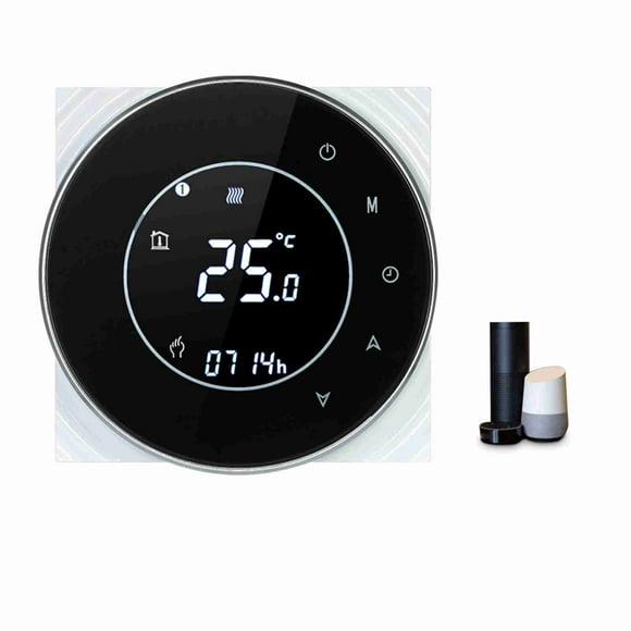Gas Programmable Gas Boiler Heating Thermostat Dry Contact Temperature Controller Touchscreen LCD with Backlight Voice Control Compatible with Echo/ Home/IFTTT