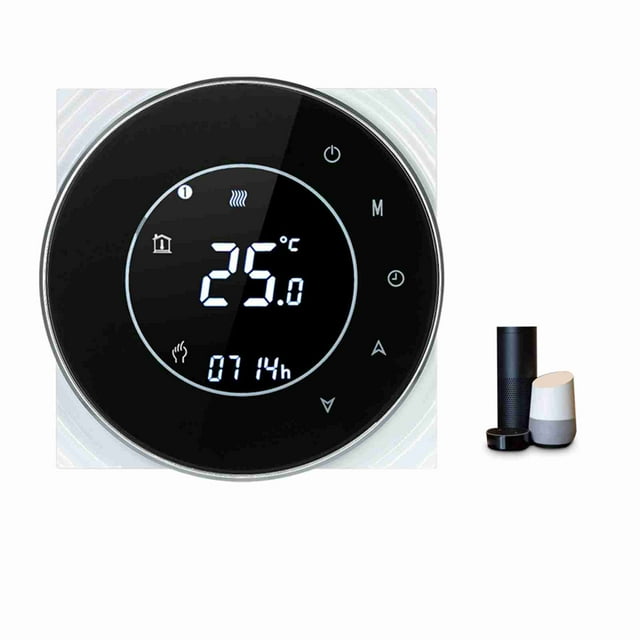 Contrôleur de Température à Contact Sec pour Chaudière à Gaz Programmable, Thermostat de Chauffage, Écran Tactile LCD avec Rétroéclairage, Commande Vocale Compatible avec Echo/ Maison/ifttt