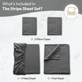 thumbnail image 5 of LDC Lux Decor Collection Bed Sheet Set Striped 4 Piece Ultra Soft Deep Pocket Microfiber Sheets Dark Grey Queen, 5 of 10