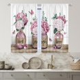 thumbnail image 2 of Rustic Farmhouse Pink Floral Kitchen Curtains 27.5Wx39H Inch Rod Pocket Flower Plant Cafe Curtains Spring Butterfly Botanical Country Wooden Small Bedroom Window Drapes Fabric 2 Panels, 2 of 4
