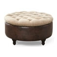 thumbnail image 4 of Nathaniel Home Upholstered 30" Round Storage Button Tufted Ottoman, with Removable Lid, Modern Footrest Stool Bench, Light Brown/Dark Brown, 4 of 8
