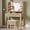Wood Color, variant on Vanity Desk with Storage Stool Fluted Dressing Table with Mirror and 3-Color Lights Vanity with 2 Large Drawers & Charging Station, Wood Color