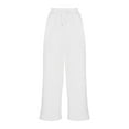thumbnail image 4 of REORIAFEE Flared Sweatpants for Women Drawstring Solid Print Palazzo Pants Capri High Waisted Casual Pants Lightweight Baggy Stretchy Trousers 2024 Trending Fashion Clothing, 4 of 5