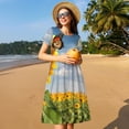 thumbnail image 4 of Naloa butterfly and sunflower Print Womens Summer A-Line Dress with Pockets,Short Sleeve Dresses,Flowy Beach Swing Dress for Vacation Travel, 4 of 6