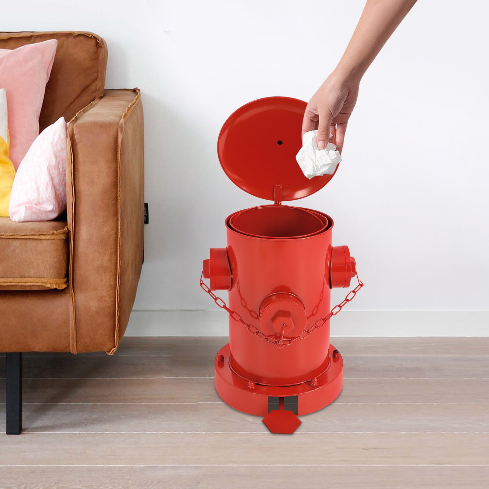 Fire Hydrant Trash Can, 2.5L/0.66Gal Retro Creative Garbage Can Pedal Trash Can Indoor Outdoor Waste Bins with Removable Inner Bucket for Park Garden Kitchen Garbage, 10.24x15.35in