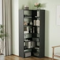 thumbnail image 2 of 71" Tall Black Corner Bookshelf, 6 Tier L-Shape Corner Shelf Stand, Freestanding Wood Display Stand for Living Room and Office, 2 of 8