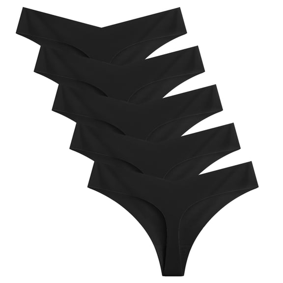 voenxe Seamless Women Thongs,No Show Ladies Underwear,Invisible Comfy Spandex Soft Panties,Low Rise for Gym,Workout,5 Pack