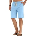 thumbnail image 2 of JWD Men’s Linen Shorts Casual Drawstring Summer Beach Shorts US XXX-Large Light Blue, 2 of 5