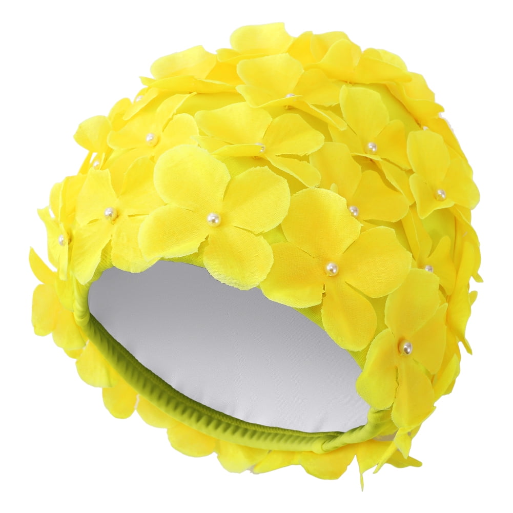 Uccdo Little Girls Retro Style Swimming Hats 3D Flower Petal Bathing