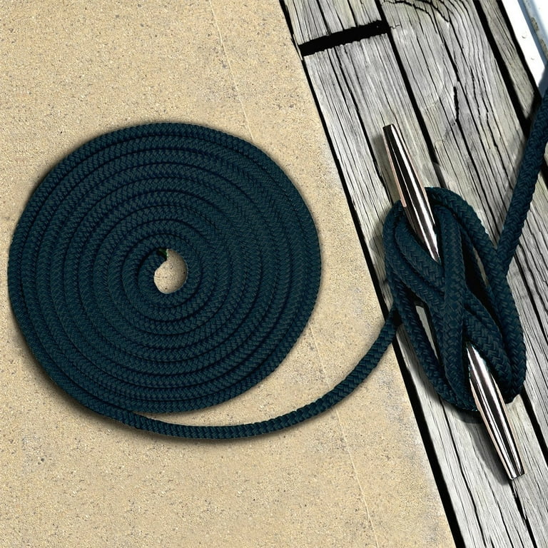 Seachoice Dock Line in nylon a doppia treccia con giuntura ad occhiello, prelavata, stabilizzata al calore, 1,9 cm x 1,5 m, nero
