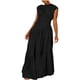 thumbnail image 1 of Sexy Vestido para las Mujeres, Color Sólido sin Mangas Cuello Redondo Plegado Cintura Retracta Tobillo Longitud Maxi Vestido, 1 of 8