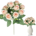 thumbnail image 2 of Artificial Champagne Rose Bouquets, Realistic Silk Mini Roses with Baby’s Breath & Green Leaves, Fake Flower Bundles for Wedding, Home Decor, Floral Arrangements, Party Centerpieces, Indoor Use, 2 of 7