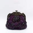 thumbnail image 2 of Bolsa de cena con flores y cuentas hecha a mano, bolso antiguo estilo cheongsam vintage, bolso dorado con boca bordada, 2 of 6