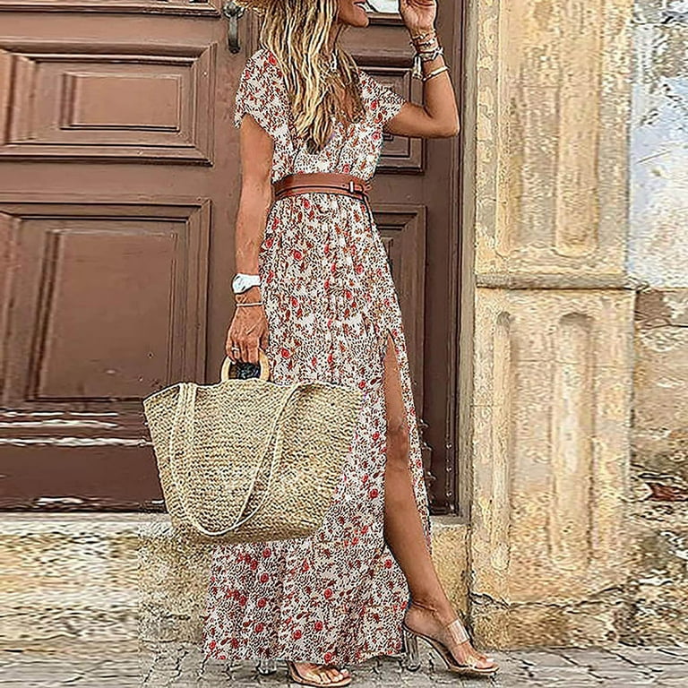 Summer Dresses Amazon Shopping For Women's Clothing Fashion Trends  Clothes Online New Look Sale Clothes FOCLMP Women Boho Causal Summer Dress  Short Sleeve