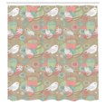 thumbnail image 2 of Ambesonne Nature Shower Curtain, Tea Cup with Birds and Limes, 69"Wx84"L, Pale Green Blush and Dusk, 2 of 4