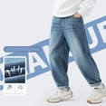 thumbnail image 2 of Boys Jeans Casual Elastic Waist Cuffed Denim Pants with Pockets Teen Clothes for Boys Size 3-15, 2 of 7