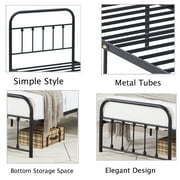 VECELO Twin Size Metal Platform Bed Frame with Headboard and Footboard, No Box Spring Needed, Black
