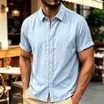 thumbnail image 5 of VgaVtl Collar Shirts for Men Button up Summer Short Sleeve Leisure Shirts for Men Cardigan Minimalist Solid Color, 5 of 8