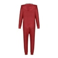 thumbnail image 5 of Feancey One Piece Pajamas for Family Christmas Solid Color Pjs Zipper Hooded Jumpsuit Fall Winter Long Sleeve Holiday Lounge Sleepwear Red, 5 of 6