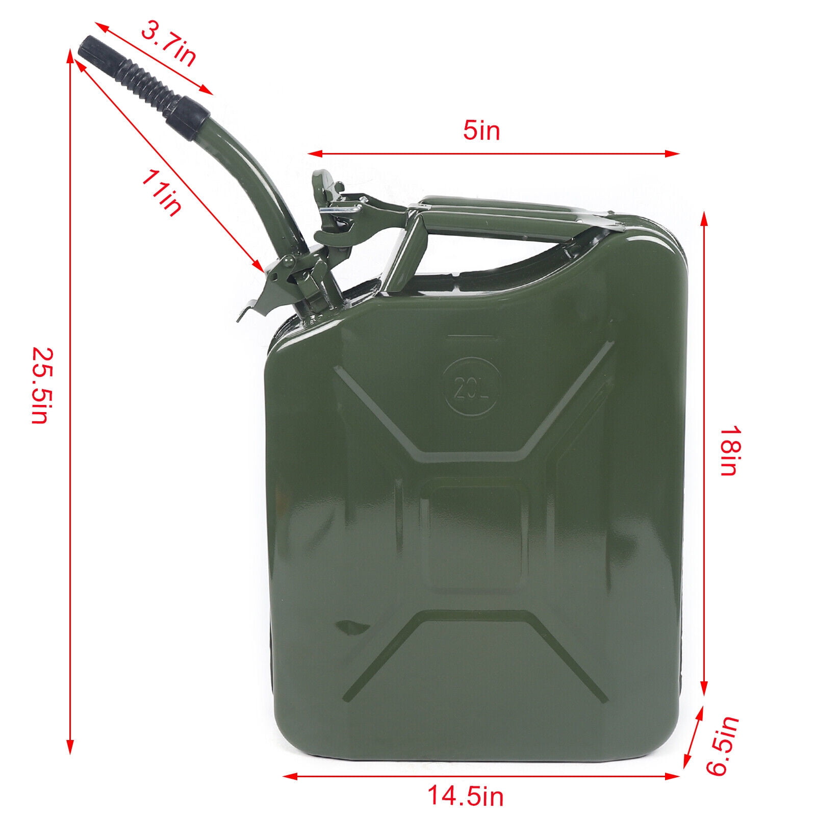 20L Vintage Green Metal Gas Can Fuel 5 Gallon Jeep Steel Green 20L (5 Gallon) 14.5" X 6.5" X 18" with Oil-out