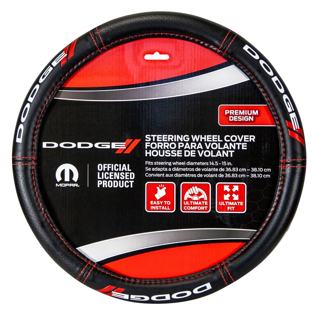 Plasticolor Dodge Deluxe Series Steering Wheel Cover, Black with Red