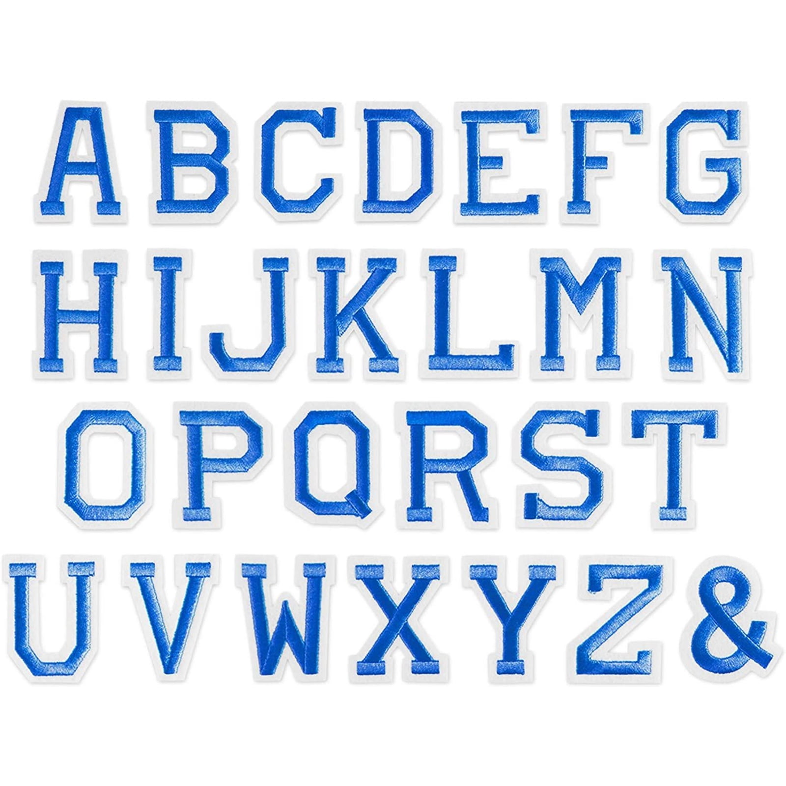 26 Pcs Blue Letters Sew Iron On Patches A-Z Alphabet Patches Stickers DIY Appliques Patches Badge Embroidery Repair Decorative Fabric Patches for Clothes T-Shirt Backpack Cap Shoes Jeans