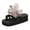 Khaki, variant on Women Lace Flower Platform Wedge Flip Flops Slip on Open Back Dress Slides Sandals Boho Beach Summer Comfortable Chunky Heeled Walking Slippers for Vacation Khaki Size 7.5