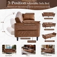 thumbnail image 4 of 83" Faux Leather Sofa,Mid Century Modern Convertible Futon Sofa Bed Loveseat with Adjustable Armrest and Backrest,2 Pillows for Living Room,Office,Brown, 4 of 9