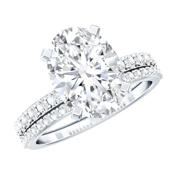 Rosec Jewels IGI Certified 3 Carat Lab Grown Diamond Engagement Ring with Band - Oval Wedding Ring Set for Women - E-VS1 Quality, 925 Sterling Silver, US 4.00