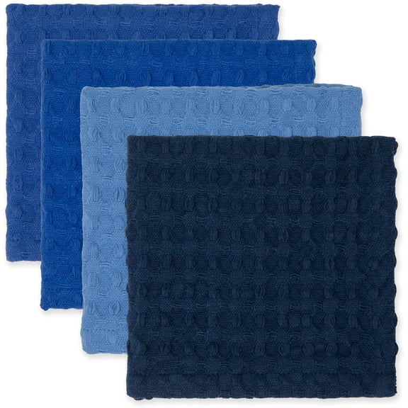 Mainstays 4 Pieces, Waffle Dishcloths, Navy Blue