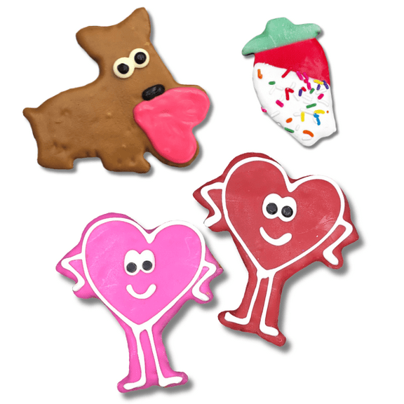 Tail Bangers Valentine's Day Peanut Butter & Honey Assorted Crunchy Dog Treats, 18 count