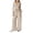 Khaki, variant on choiix Womens 3 Piece Athleisure Set with V Neck Wrap Top and Wide Leg Pants Versatile Lounge Tracksuit Matching Sweat Suit XS