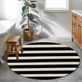 thumbnail image 4 of Black Beige Striped Large Area Rugs for Bedroom Living Room, Soft Non Slip Carpet Bedside Rug, Vintage Geometric Line Simple Round Floor Cover Kitchen Accent Rug 3' for Dining Room/Office, 4 of 9