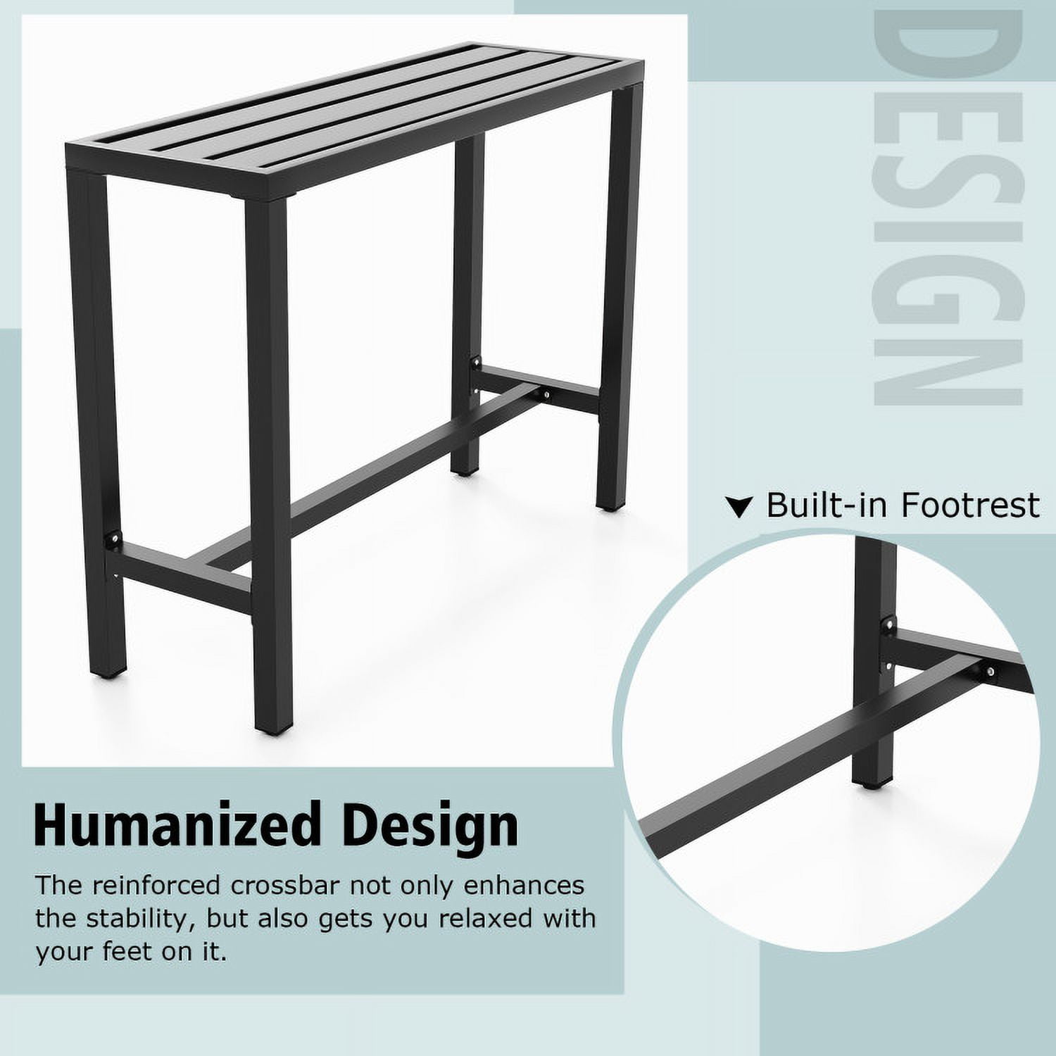 Aimee Lii Outdoor Bar Table with Waterproof Top and Heavy-duty Metal Frame, Outdoor Patio Furniture Aimee Lii Outdoor Bar Table with Waterproof Top and Heavy-duty Metal Frame, Outdoor Patio Furniture