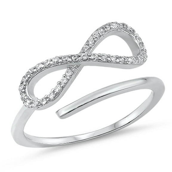 Clear Cubic Zirconia Classic Infinity Ring Sterling Silver