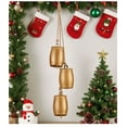 thumbnail image 4 of Set of 3 Christmas Brass Cow Bells – Vintage Shabby Style Metal Hanging Decor, Farmhouse Holiday Bells for Tree, Wreath, and Door Ornaments, 4 of 6
