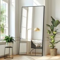 75x38 Oversized Rectangle Aluminum Alloy Frame Full Length Mirror Floor Mirror,Black