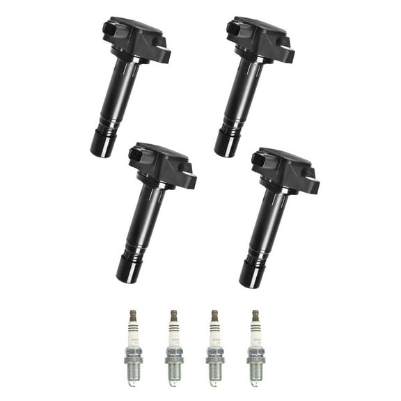 Set of 4 ISA Ignition Coils and 4 NGK Ruthenium Spark Plugs Compatible with 2006-2011 Honda Civic Replacement for UF582