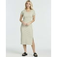 thumbnail image 6 of 3 Pack: Women's Ribbed Jersey Crew Neck Short Sleeve Midi Length Dress With Side Slit, 6 of 6