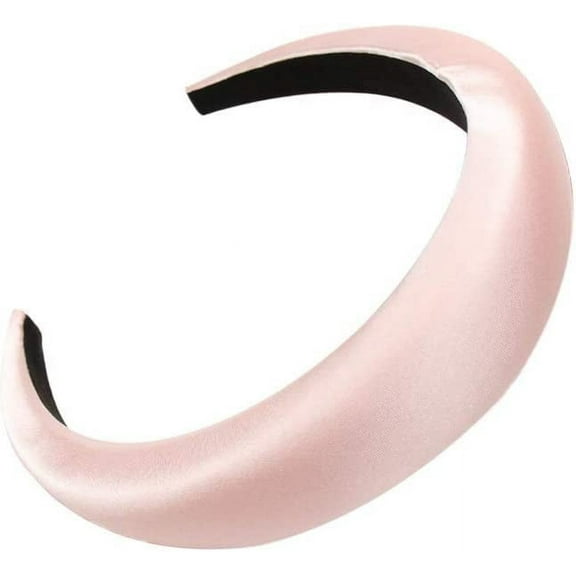 Namzi Satin Padded Headbands for Women Solid Plastic Thick Hair Hoop Girls Sponge Non-slip Hairbands Hair Accessories (Pink)