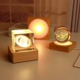 thumbnail image 4 of Difusor de cristal redondo luz de noche base de madera maciza cuadrado LED luz luminosa base USB en stock al por mayor, 4 of 7