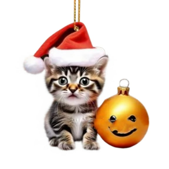 Beautynvta Cat Christmas Tree Ornaments, 3'' Cute Christmas Cat Ornaments, Christmas Cat Hanging Accessories for Christmas Tree Backpack Car Home Decorations