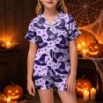 thumbnail image 2 of CAUYDY Girls Halloween Satin Pajamas Set Button Down 2 Piece Pjs Shorts Set Loungewear Sets Sleepwear,2-3 Y, 2 of 5